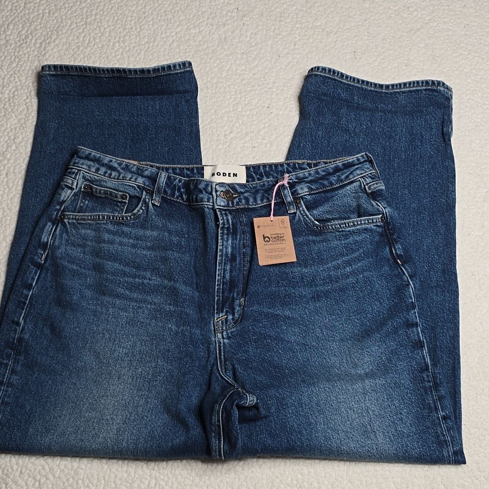 1458 NWT Boden Mid Rise Straight Leg Jeans-Dark Vintage Sz 32R - Picture 4 of 10